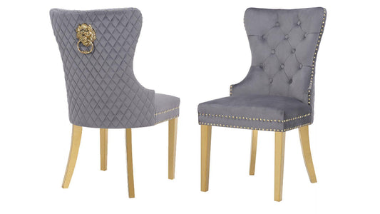 SIMBA FABRIC CHAIRS WITH GOLD LEGS - Royal Living Furniture
