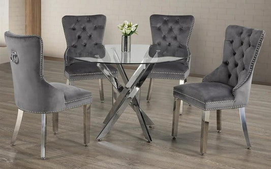 Modern Glass Dining Set - T1447 - Royal Living Furniture