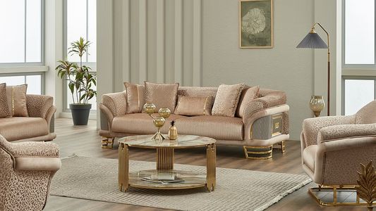 Versace Luxury Beige Sofa Set - Royal Living Furniture
