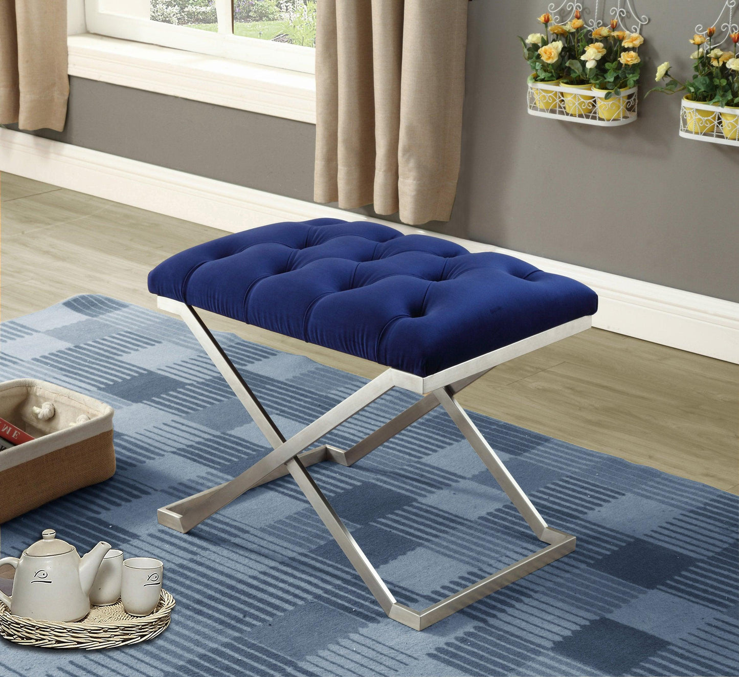 Elegant Velvet Fabric Bench - IF-6290-6291-6292 - Royal Living Furniture