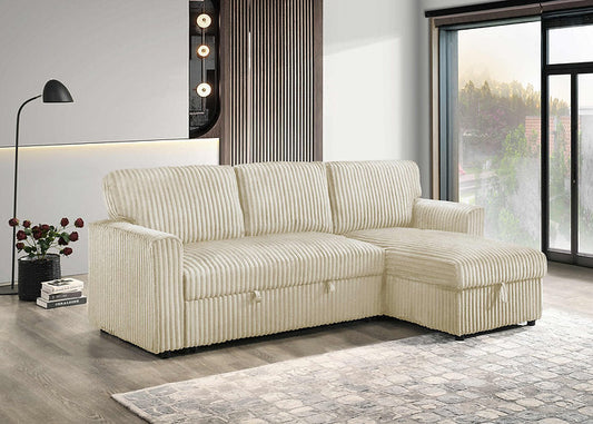 Sofabed Sectional W/Reversible Chaise Creme Fabric - IF 9026 - Royal Living Furniture