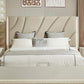 Neatly made bed with decorative pillows in a bedroom setting.