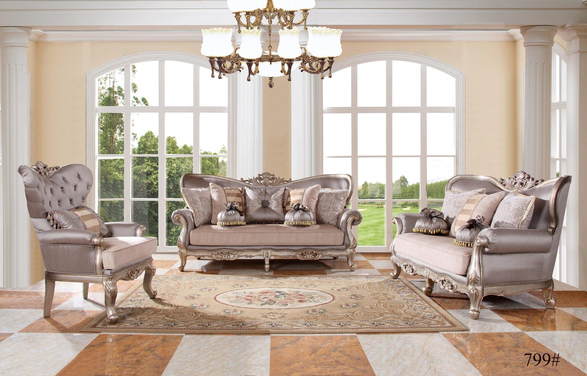 Regal Carved Sofa Set - GL 6194 - Royal Living Furniture