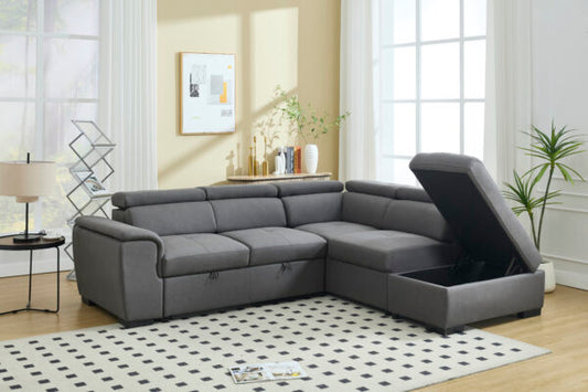 Sectional Sofa with Adjustable Headrest and Storage Ottoman - 8806 - Royal Living Furniture