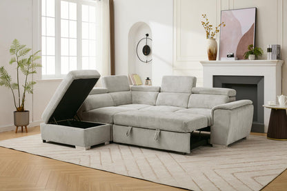 Sectional with Storage and Adjustable Headrest - 8806 - Royal Living Furniture