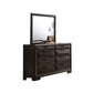 Dark wood dresser with mirror on a white background