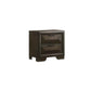 Dark brown nightstand with two drawers on a white background