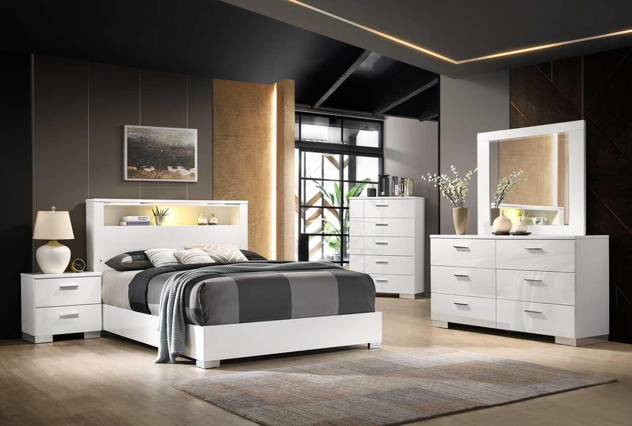 Elaine High Gloss Bed - Royal Living Furniture