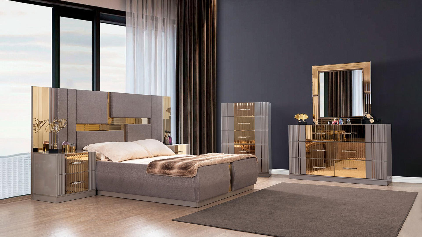 Lorenzo Grey & Gold - Bed - Royal Living Furniture