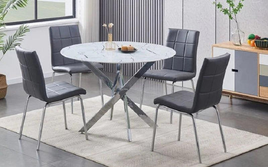 Modern 5-Piece Marble Look Dining Set - T1445 - Royal Living Furniture