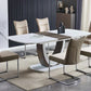 Dining table set with chairs in a modern interior setting