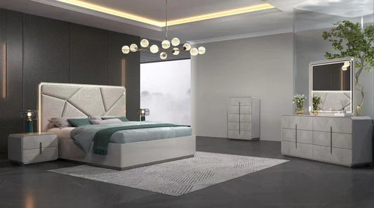 Rolexx Grey king Bed Room Set - (5009) - Royal Living Furniture
