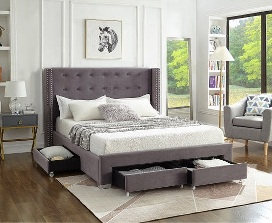 Refined Storage Bed Grey-IF 5320 - Royal Living Furniture