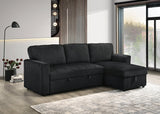 Sofabed Sectional W/Reversible Chaise Black Fabric - IF 9024 - Royal Living Furniture