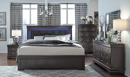 Pompei (Grey) Bed - Royal Living Furniture