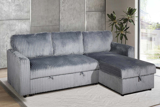 Sofabed Sectional W/Reversible Chaise Grey Fabric - IF 9025 - Royal Living Furniture