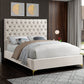 Bed Creme Beige-IF 5642 Chrome or Gold Legs - Royal Living Furniture