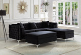Sectional W/Reversible Chaise Black Velvet - IF 9282 - Royal Living Furniture