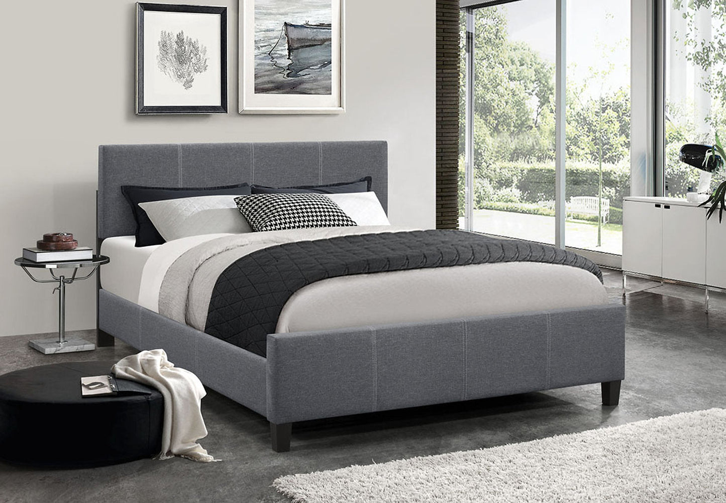 Bed Grey-IF 5430 - Royal Living Furniture