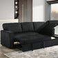 Sofabed Sectional W/Reversible Chaise Black Fabric - IF 9024 - Royal Living Furniture