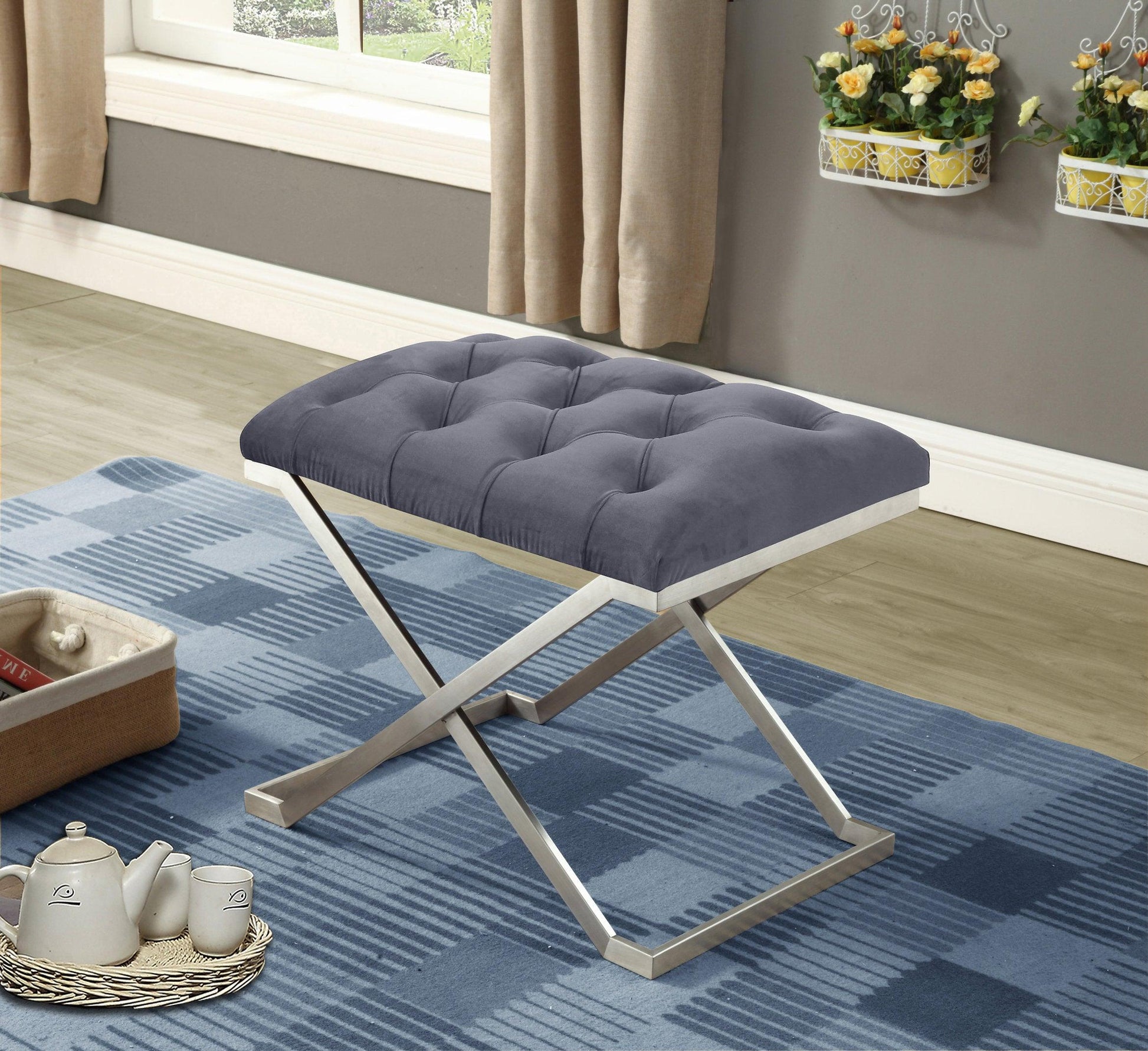 Elegant Velvet Fabric Bench - IF-6290-6291-6292 - Royal Living Furniture