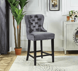 Grey Velvet Plush Cushioned Barstool - ST-6010 - Royal Living Furniture